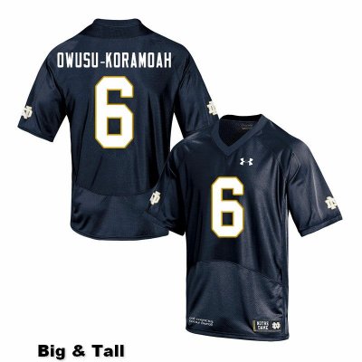 Notre Dame Fighting Irish Men's Jeremiah Owusu-Koramoah #6 Navy Under Armour Authentic Stitched Big & Tall College NCAA Football Jersey QCQ5099MF